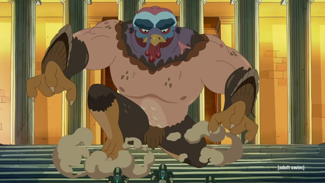Turkey super soldier in Rick and Morty