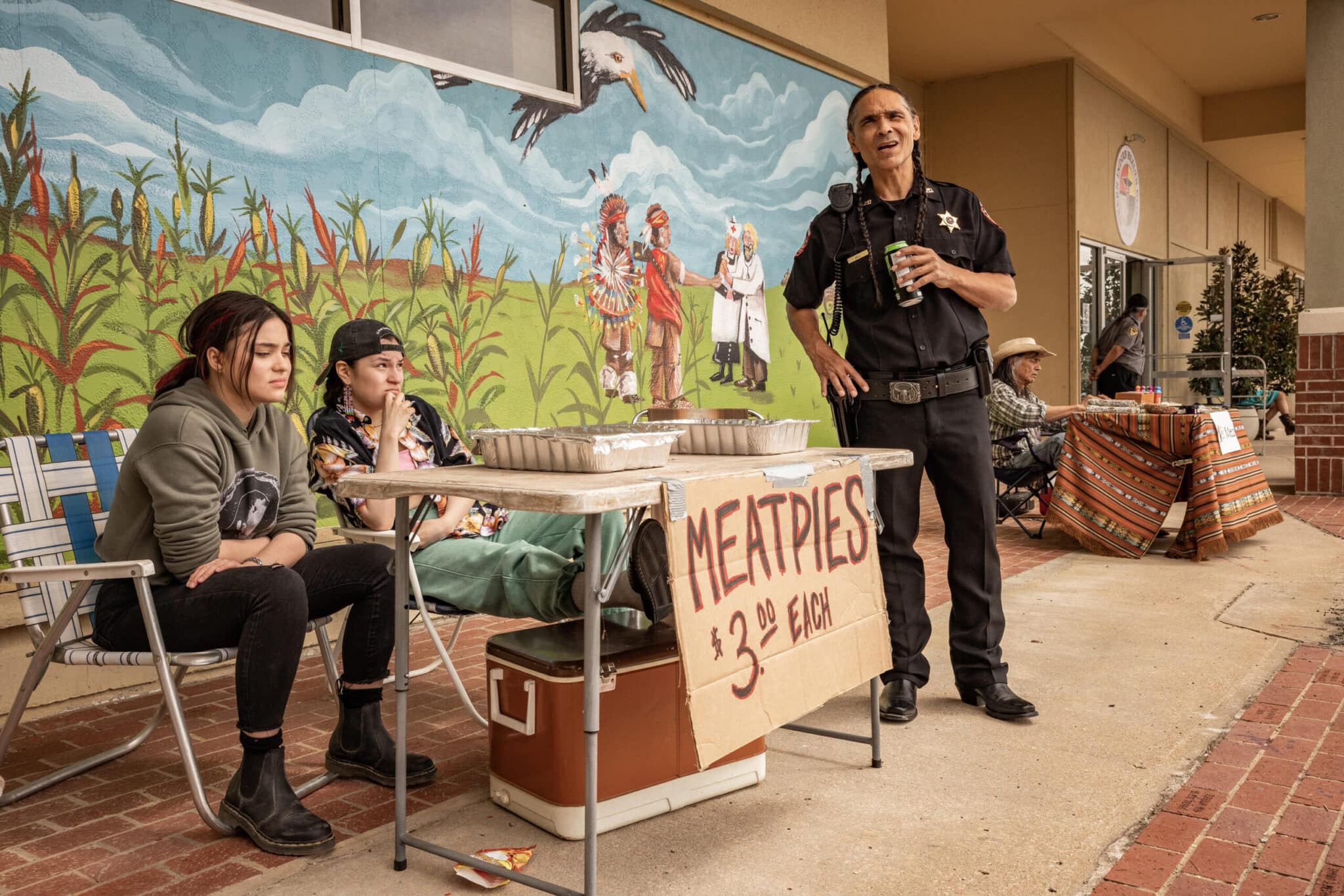 Devery Jacobs, Paulina Alexis, and Zahn McClarnon in Reservation Dogs