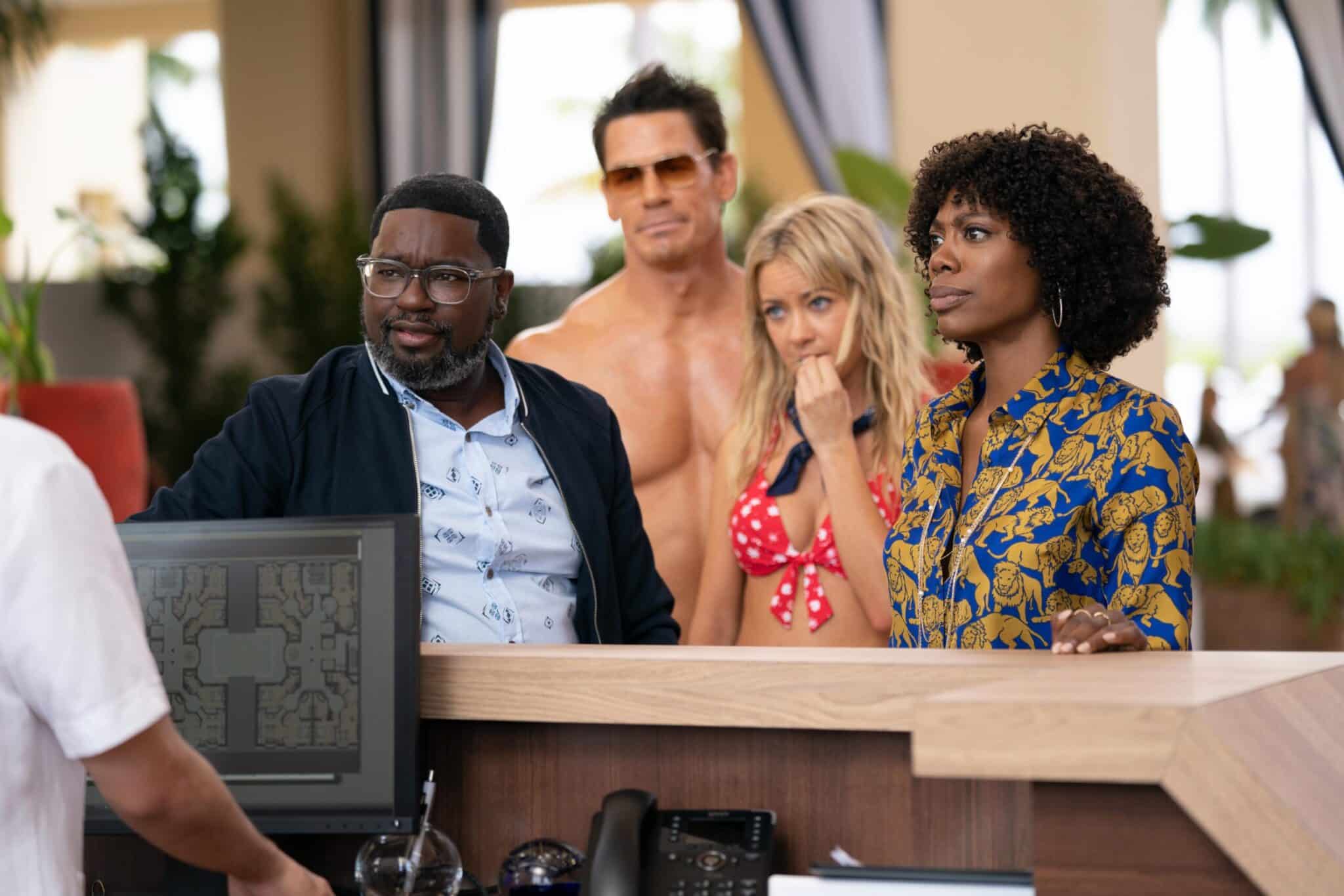 Lil Rel Howery, John Cena, Meredith Hagner, and Yvonne Orji in Vacation Friends