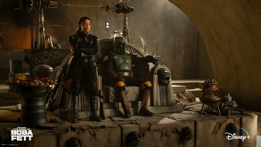 Ming-Na Wen and Temuera Morrison in The Book of Boba Fett