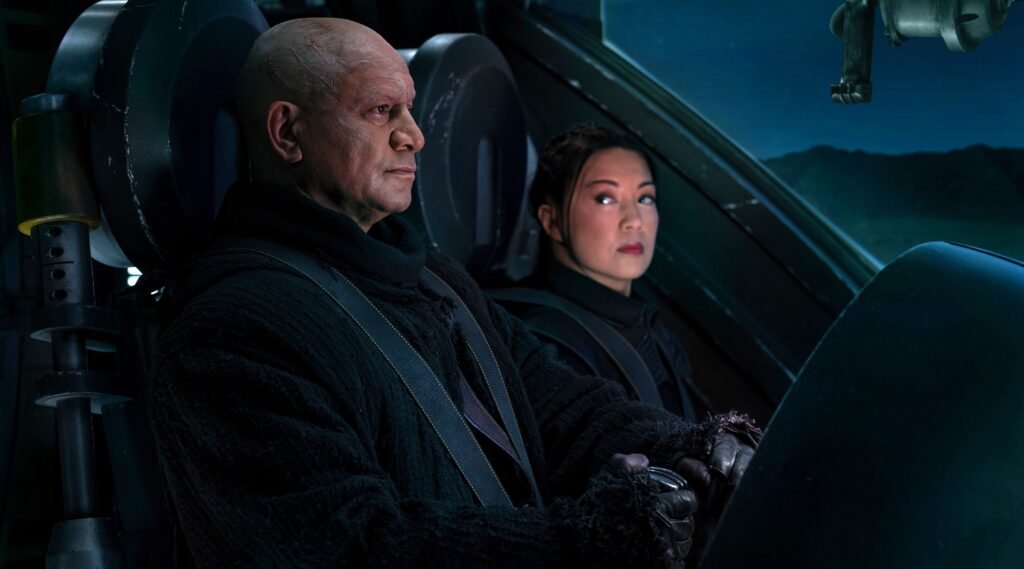 Temuera Morrison and Ming-Na Wen in The Book of Boba Fett Season 1 Episode 4