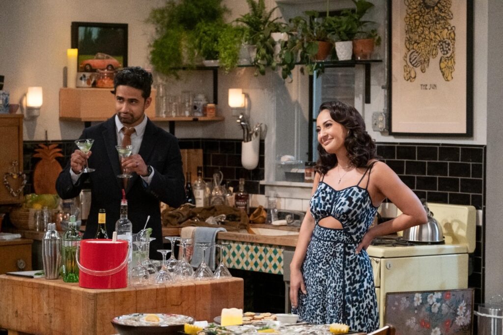 Suraj Sharma and Francia Raisa in Hulu's How I Met Your Father Season 1 Episode 4