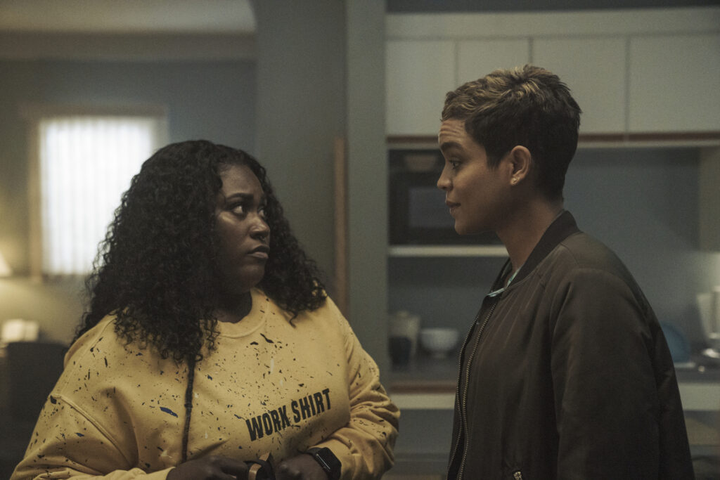 Danielle Brooks and Elizabeth Faith Ludlow in James Gunn's HBO Max series, Peacemaker, Season 1 Episode 5