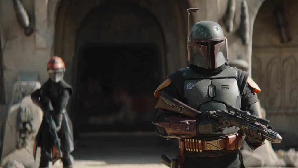 Ming-Na Wen and Temuera Morrison in Jon Favreau's Disney Plus action-adventure drama fantasy series, The Book of Boba Fett Season 1 finale