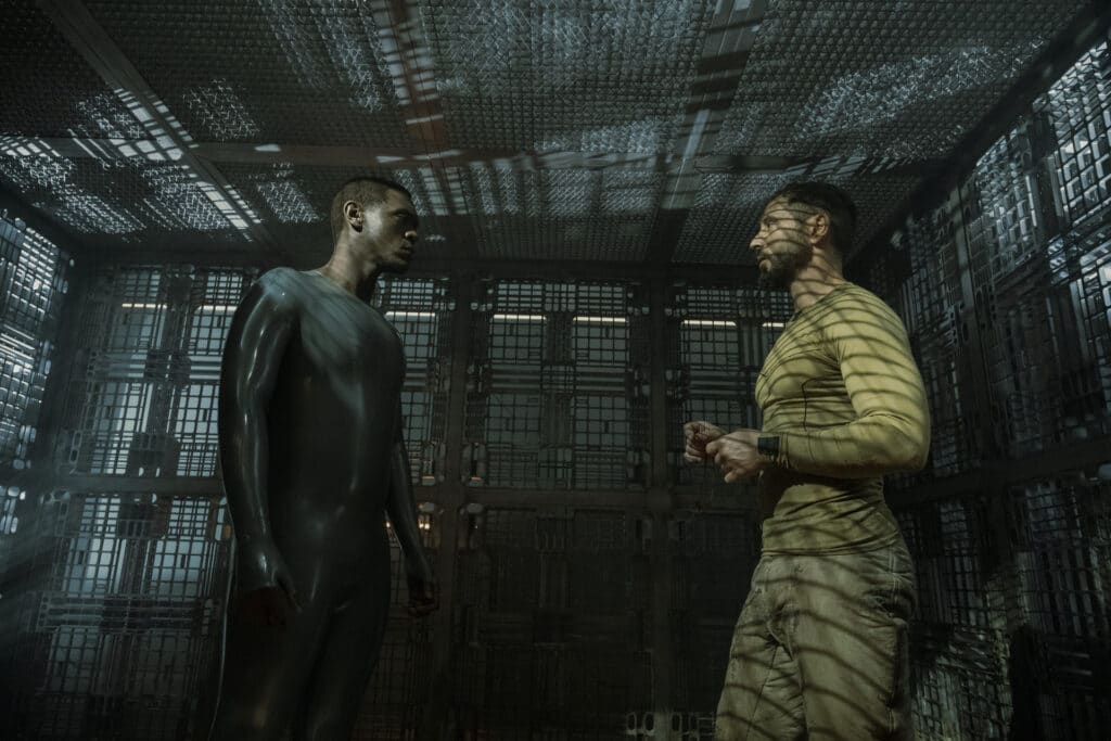 Abubakar Salim and Matias Varela in Aaron Guzikowski's HBO Max science-fiction drama series, Raised by Wolves, Season 2 Episode 5