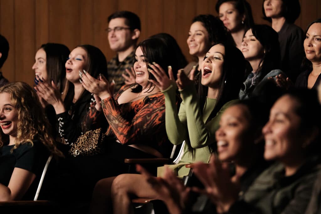 Sophia Rose WIlson, Barbie Ferreira, and Alexa Demie in Sam Levinson's HBO teen drama series, Euphoria, Season 2 Episode 7