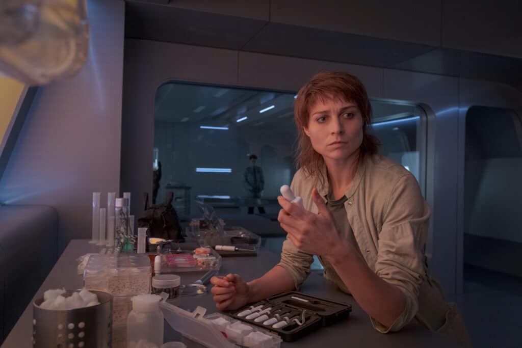 Niamh Algar in Aaron Guzikowski's HBO Max science-fiction drama series, Raised by Wolves Season 2 Episode 3