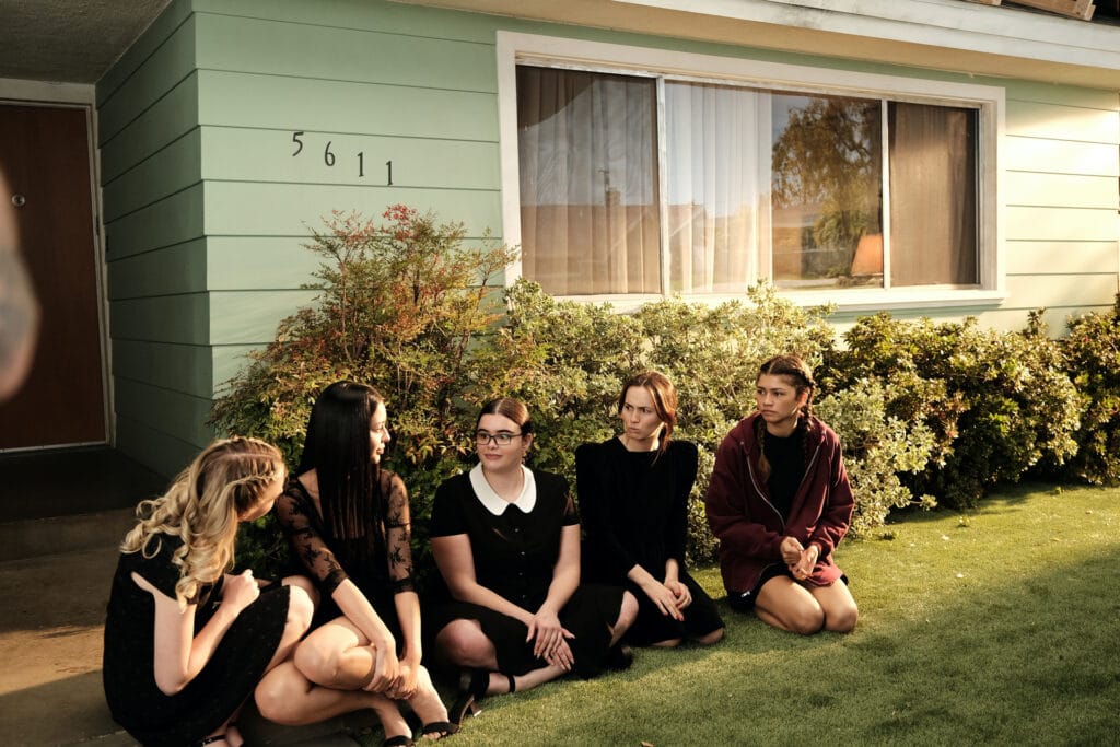 Sydney Sweeney, Alexa Demie, Barbie Ferreira, Maude Apatow, and Zendaya in Sam Levinson's HBO teen drama series, Euphoria, Season 2 Episode 8