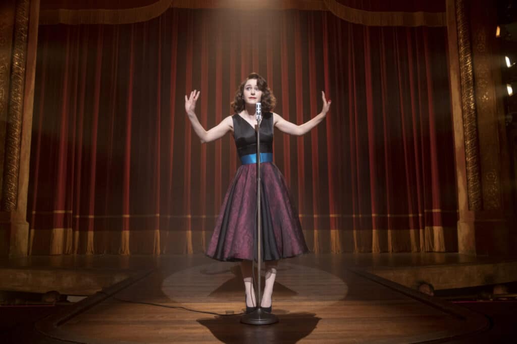 Rachel Brosnahan in Amy Sherman-Palladino's Amazon Prime Video's period comedy-drama streaming series, The Marvelous Mrs. Maisel, Season 4 Episode 3