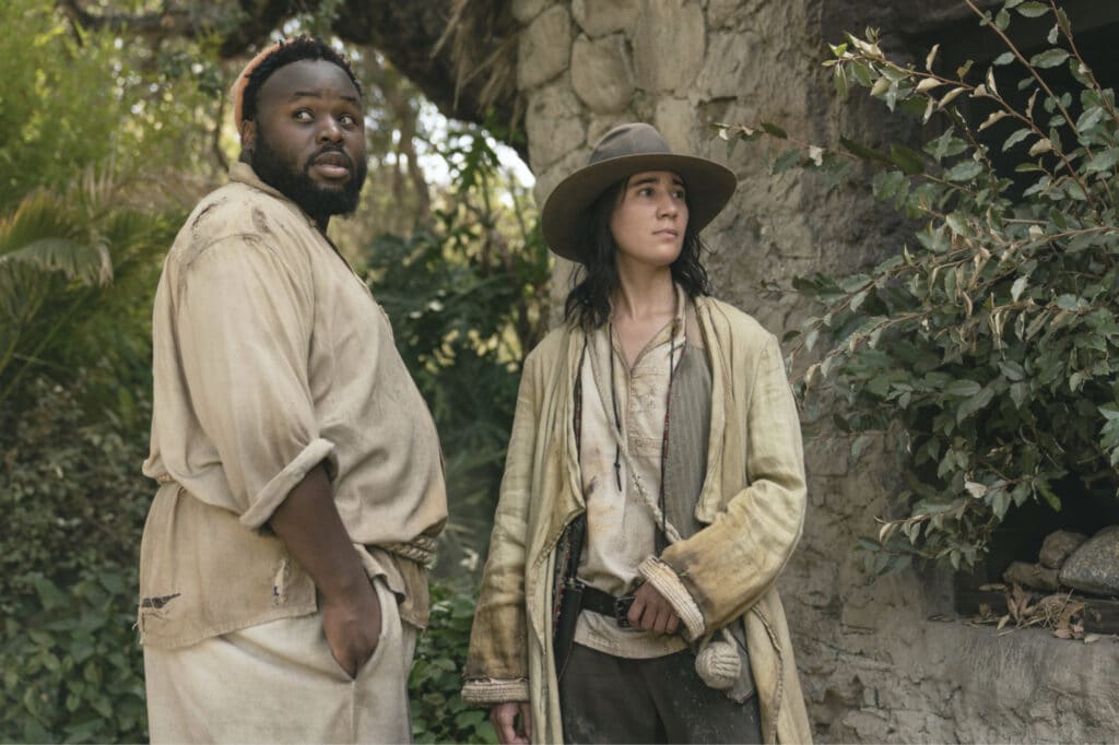 Samson Kayo and Vico Ortiz in David Jenkins's HBO Max period comedy swashbuckler series, Our Flag Means Death, Season 1 Episode 7