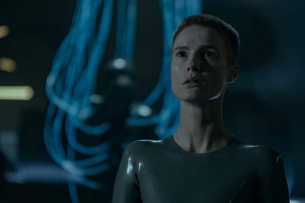 Amanda Collin in Aaron Guzikowski's HBO Max science-fiction drama series, Raised by Wolves, Season 2 Episode 6