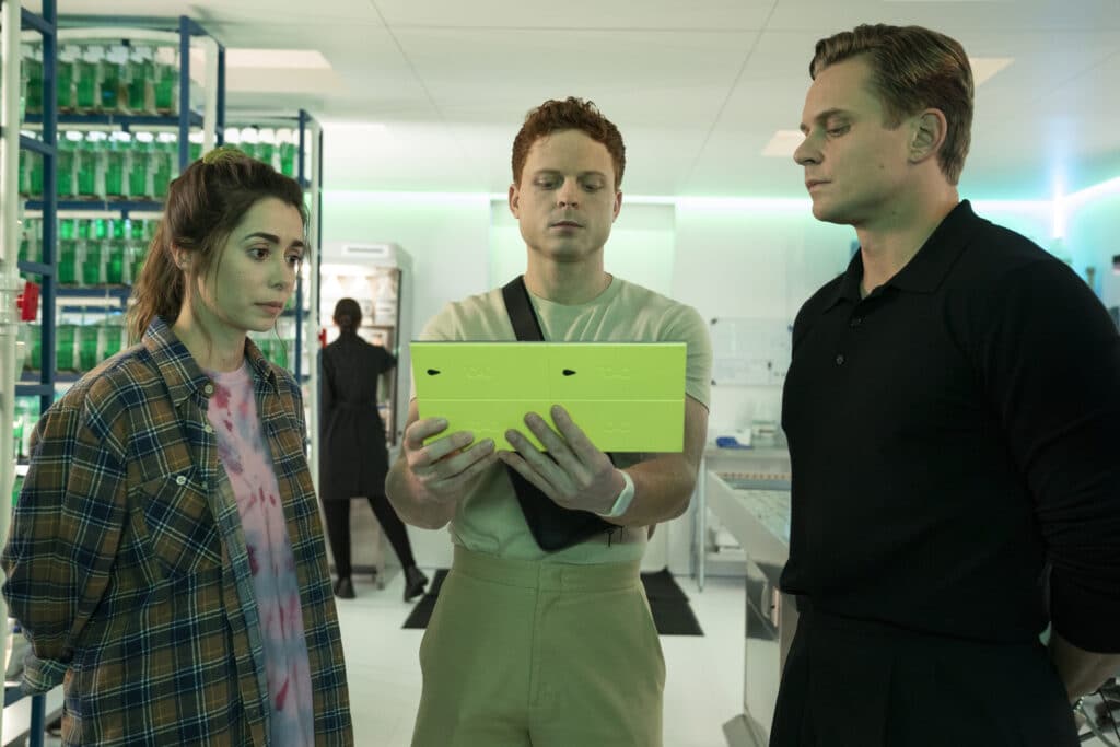 Cristin Milioti, Caleb Foote, and Billy Magnussen in Alissa Nutting, Dean Bakopoulos, Patrick Somerville, and Christina Lee's HBO Max dark comedy series, Made for Love, Season 2 Episode 3