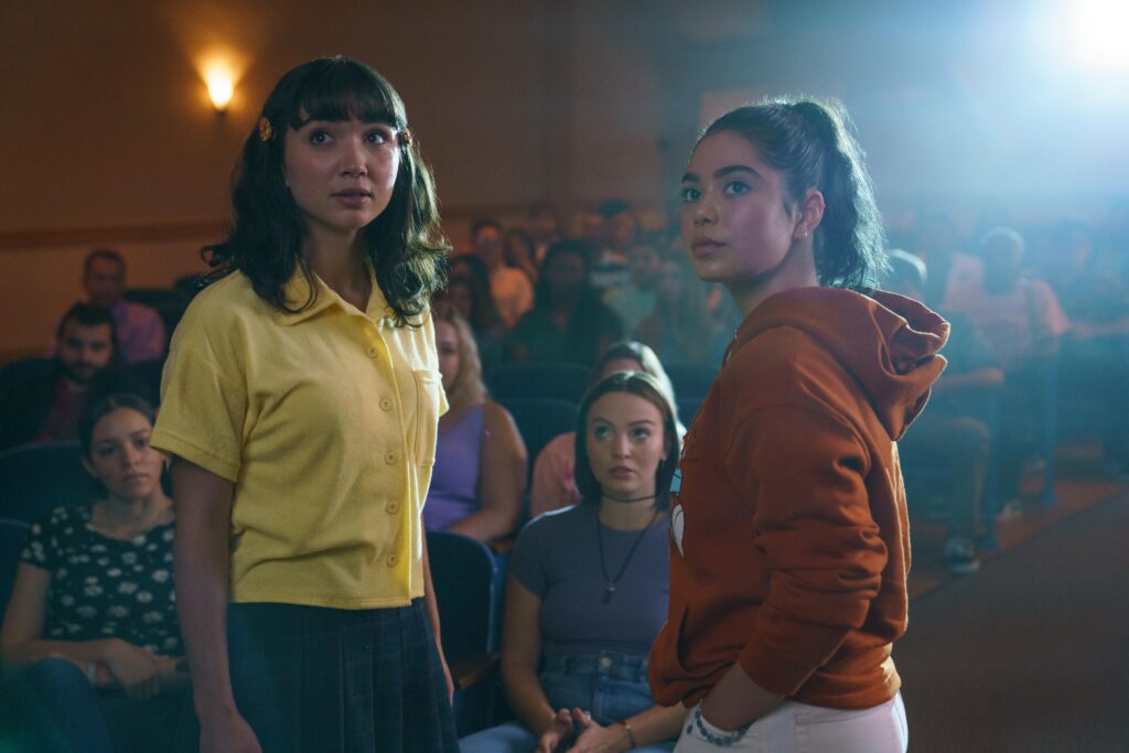 Rowan Blanchard and Auli'i Cravalho in Sammi Cohen's American High and Hulu teenage romantic comedy film, Crush