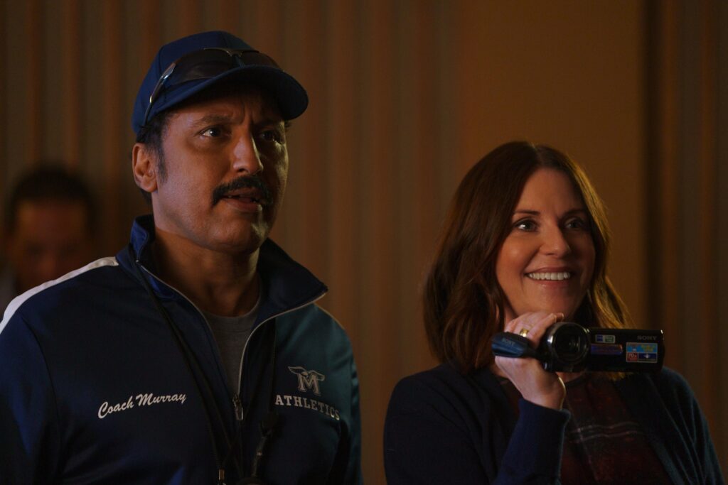 Aasif Mandvi and Megan Mullally in Sammi Cohen's American High and Hulu teenage romantic comedy film, Crush