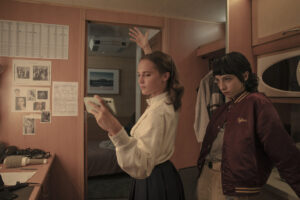 Alicia Vikander and Devon Ross in Olivier Assayas's HBO drama thriller series, Irma Vep Episode 2