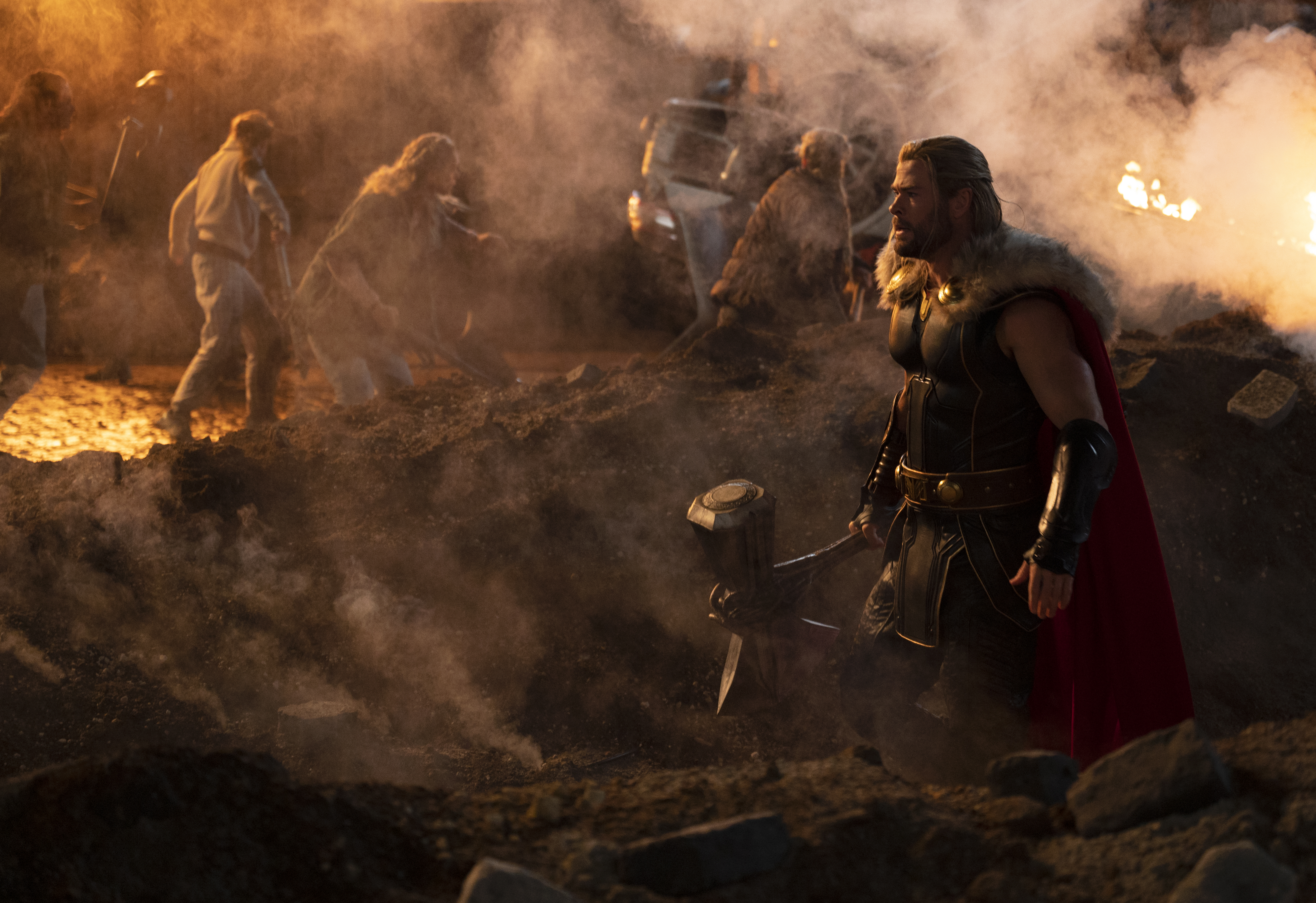Thor surveys the battlefield in Thor: Love and Thunder