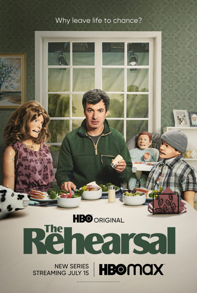 Key art for HBO's comedy documentary television series, The Rehearsal, created and directed by Nathan Fielder