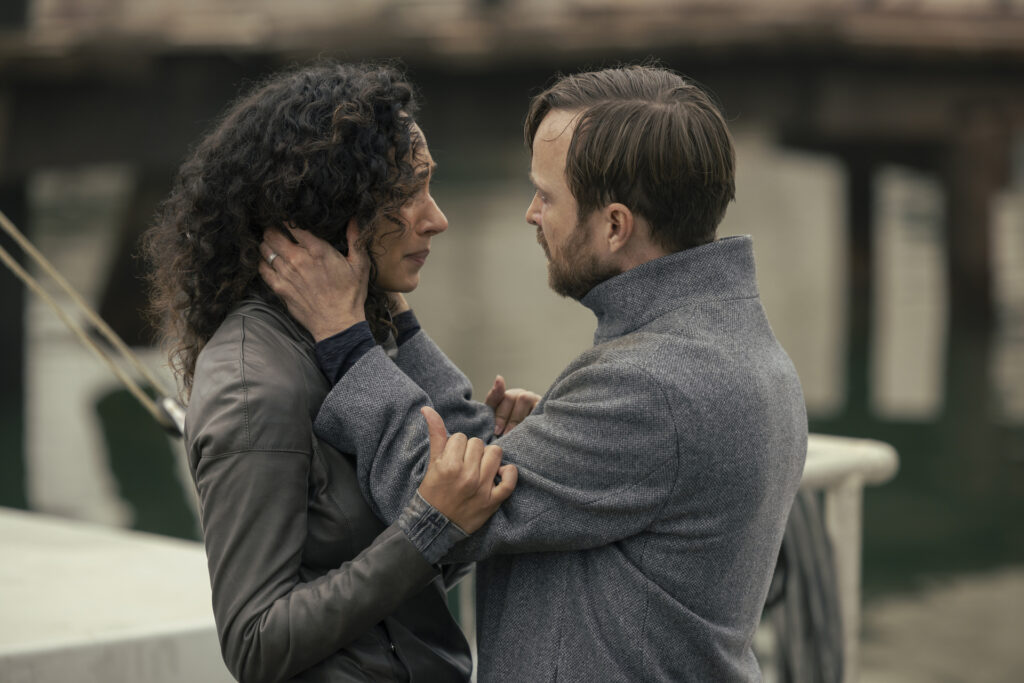 Aurora Perrineau and Aaron Paul in Jonathan Nolan and Lisa Joy's hit HBO dystopian science-fiction drama series, Westworld Season 4 Episode 8