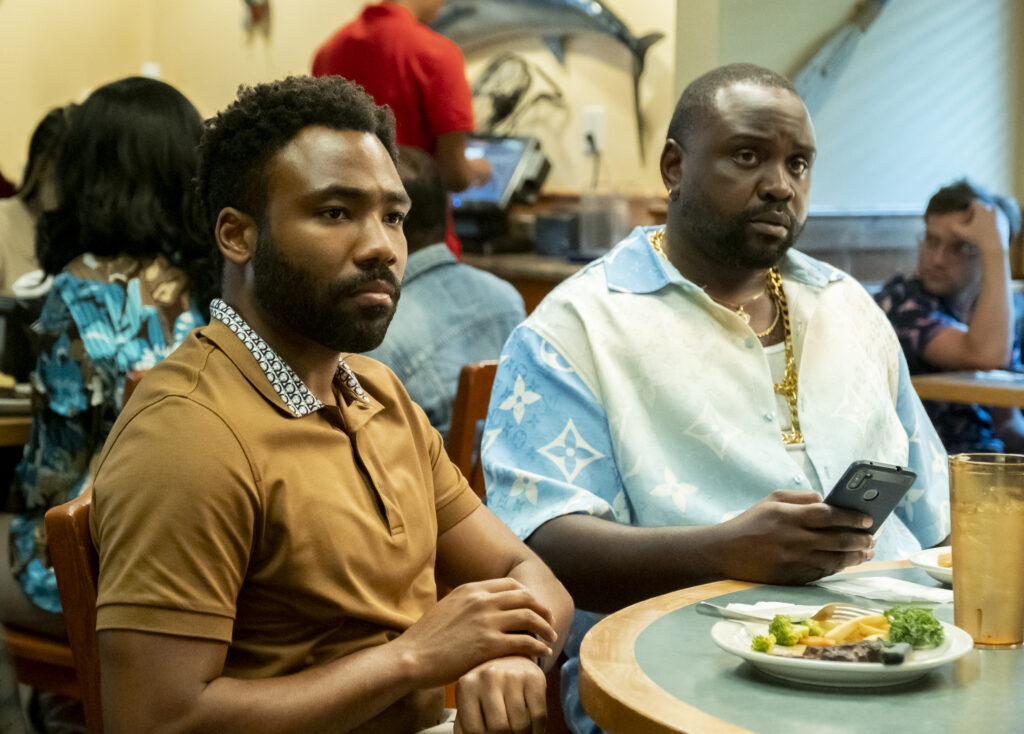 Donald Glover and Brian Tyree Henry in Donald Glover's FX surreal comedy-drama series, Atlanta, Season 4 Episode 4