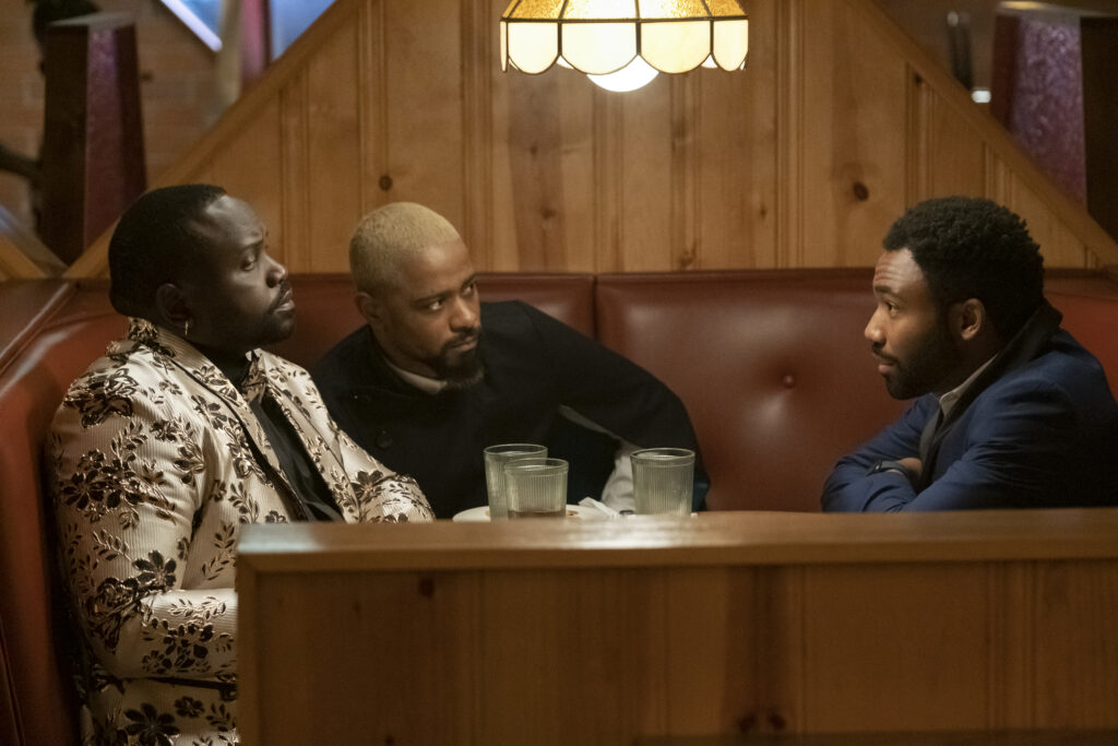 Brian Tyree Henry, LaKeith Stanfield, and Donald Glover in Donald Glover's FX surreal comedy-drama series, Atlanta, Season 4 Episode 3