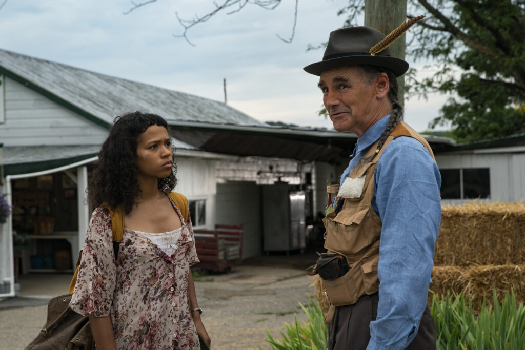 Taylor Russell and Mark Rylance in Luca Guadagnino's romantic horror drama film, Bones and All