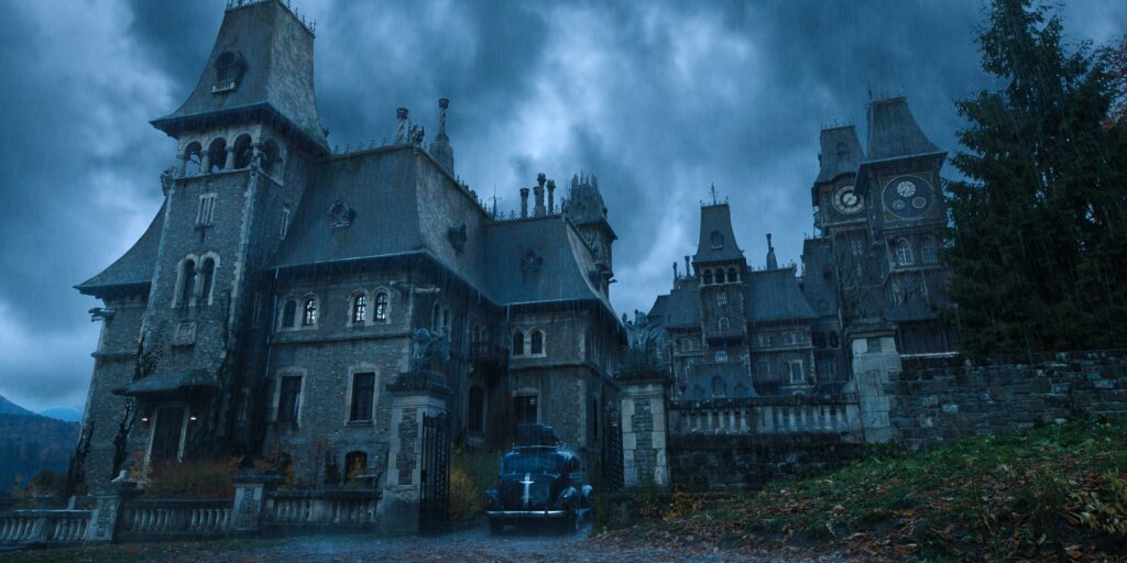 The Addams family mansion in Alfred Gough and Miles Millar's Netflix crime comedy supernatural horror series, Wednesday, Season 1 Episode 1