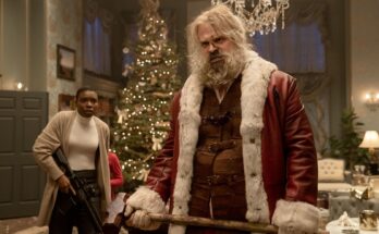 Alexis Louder and David Harbour in Tommy Wirkola's action crime comedy holiday film, Violent Night