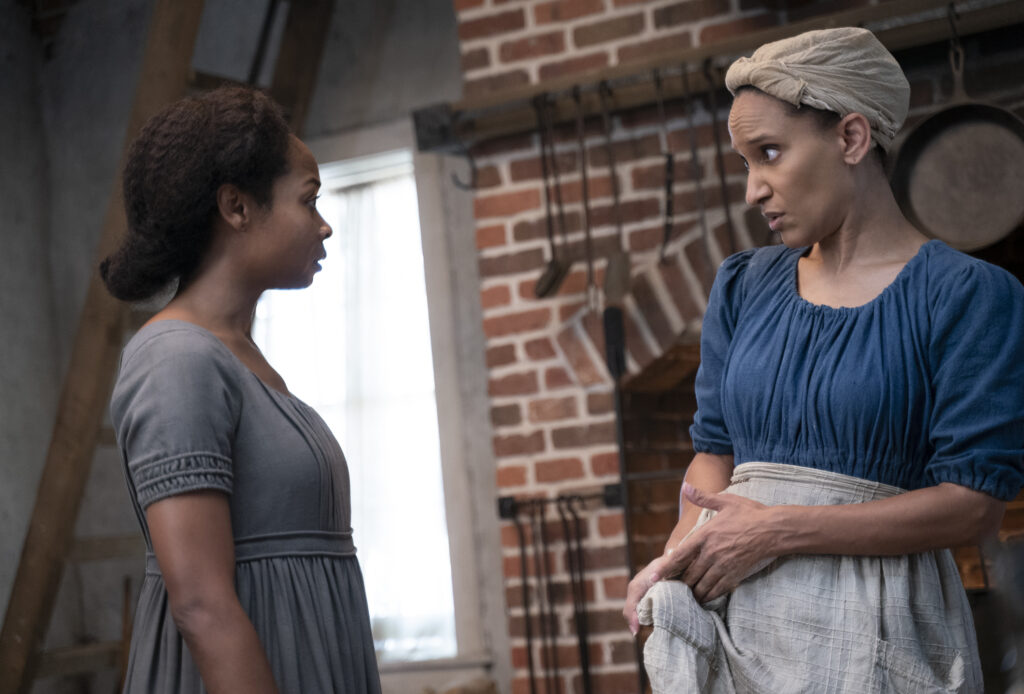 Sheria Irving and Sophina Brown in Branden Jacobs-Jenkins's television adaptation series of Octavia E. Butler's Afro-sci-fi 1979 novel, Kindred, Season 1 Episode 8