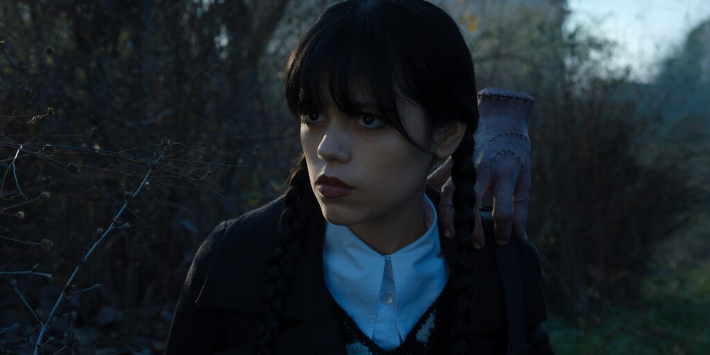 Jenna Ortega in Alfred Gough and Miles Millar's Netflix crime comedy supernatural horror series, Wednesday, Season 1 Episode 6