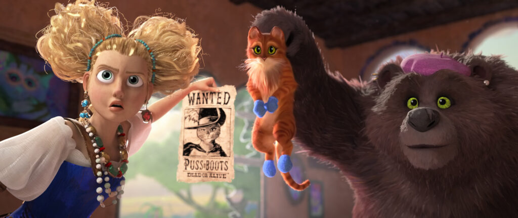 Florence Pugh, Antonio Banderas, and Olivia Colman in Joel Crawford and Januel P. Mercado's animated adventure comedy film, Puss in Boots The Last Wish