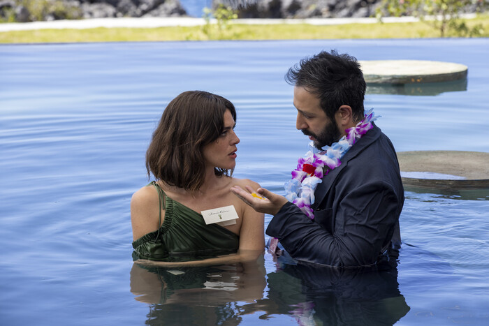 Callie Hernandez and Desmin Borges in Jason Moore's action romantic comedy film, Shotgun Wedding
