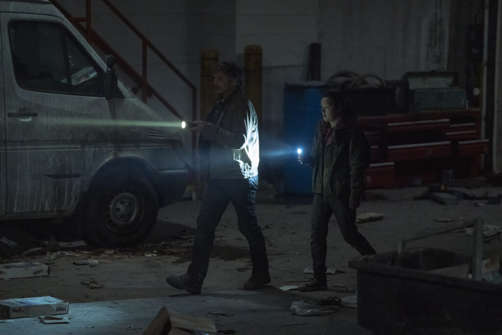 Pedro Pascal and Bella Ramsey in Craig Mazin and Neil Druckmann's post-apocalyptic horror science-fiction action adventure drama adaptation series, The Last of Us, Season 1 Episode 4