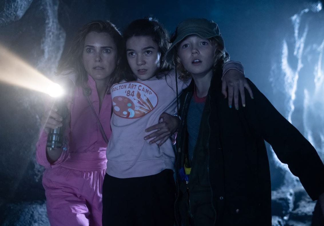 Keri Russell, Brooklynn Prince, and Christian Convery in Elizabeth Banks's comedy horror thriller film, Cocaine Bear