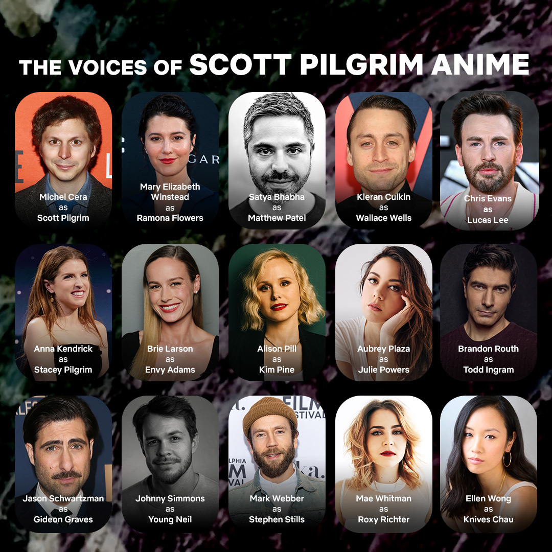 The voice cast of the Scott Pilgrim Anime