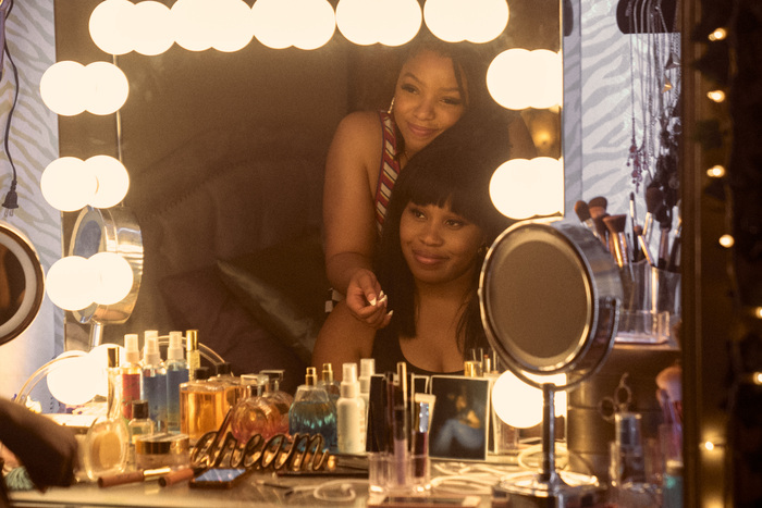 Chloe Bailey and Dominique Fishback in Janine Nabers and Donald Glover’s horror thriller comedy-drama streaming television series, Swarm, Episode 1