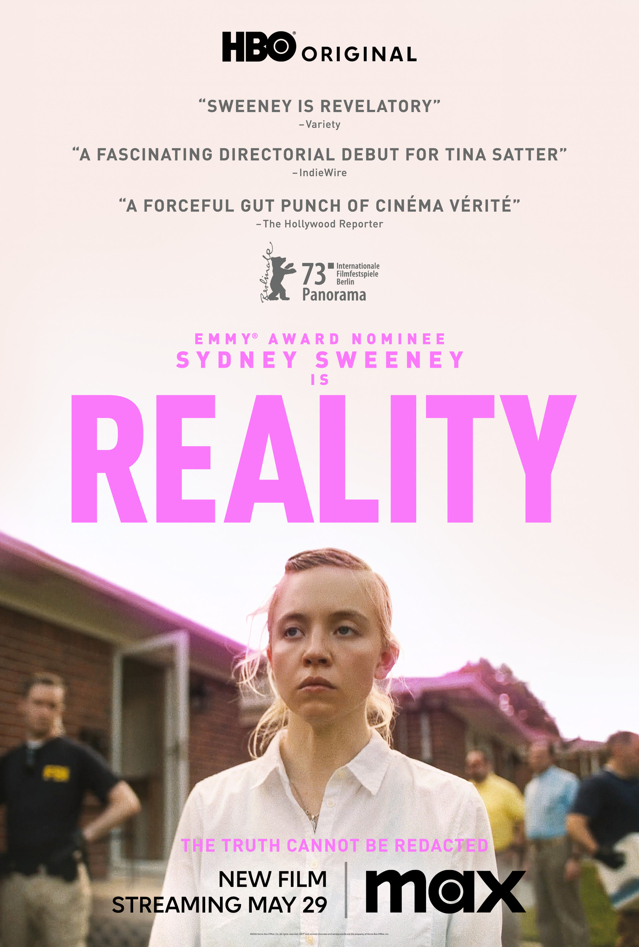Sydney Sweeney in the official key art for Tina Satter's HBO drama film, Reality