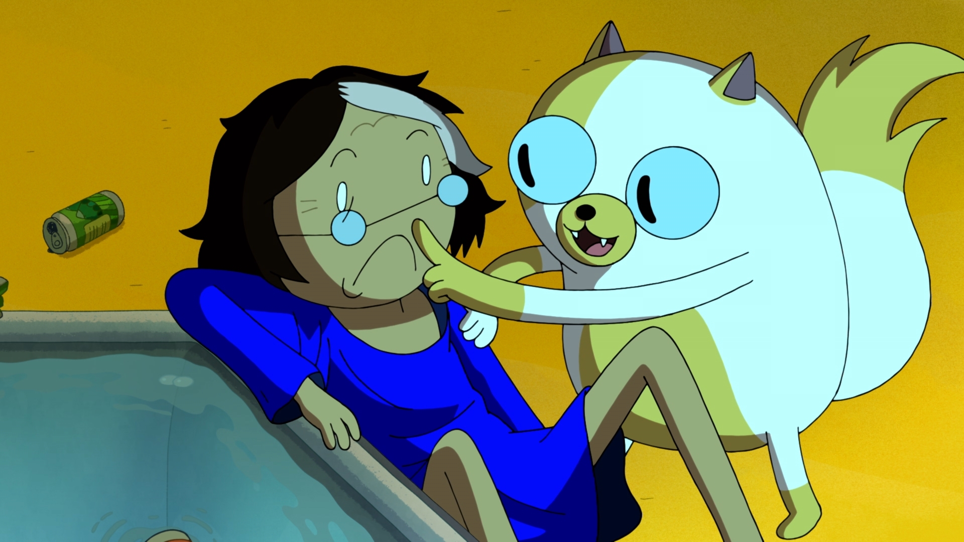 Tom Kenny as Simon Petrikov and Roz Ryan as Cake the Cat in Adam Muto's action-adventure sci-fi fantasy comedy animated series, Adventure Time Fionna and Cake Episode 4