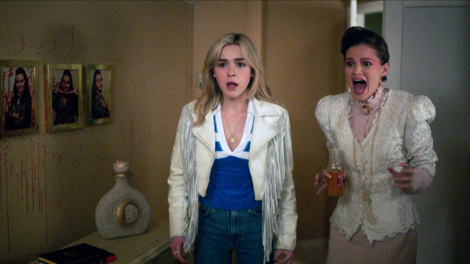 Kiernan Shipka and Olivia Holt in Nahnatchka Khan's Blumhouse Amazon Studios science fiction slasher horror comedy, Totally Killer