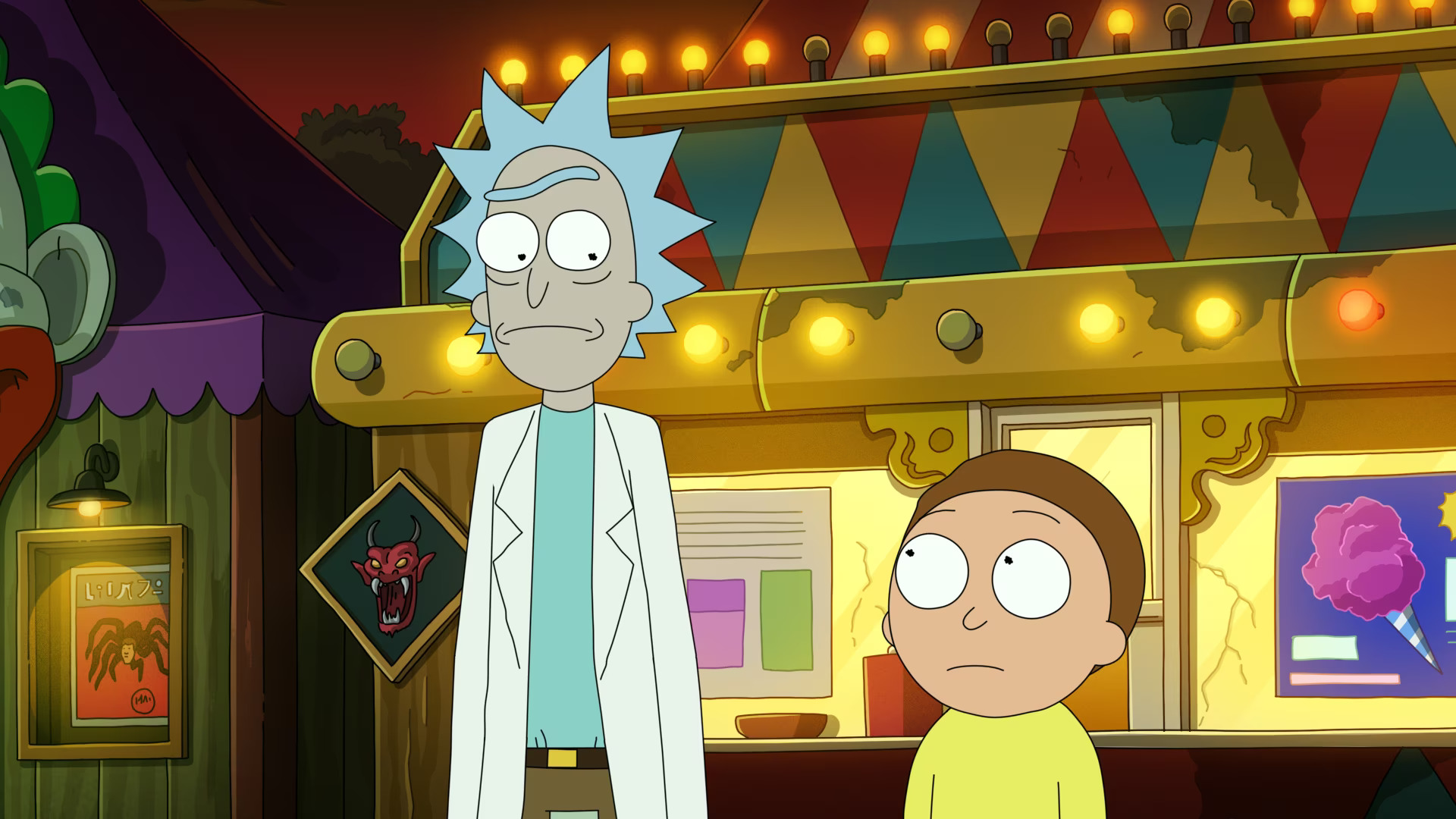 Ian Cardoni as Rick Sanchez and Harry Belden as Morty Smith in Dan Harmon's Rick and Morty Season 7 Episode 10