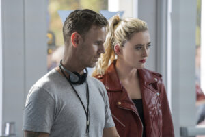 Christopher Landon (initial director behind Scream 7) alongside Kathryn Newton on the set of his 2020 Blumhouse slasher horror film, Freaky