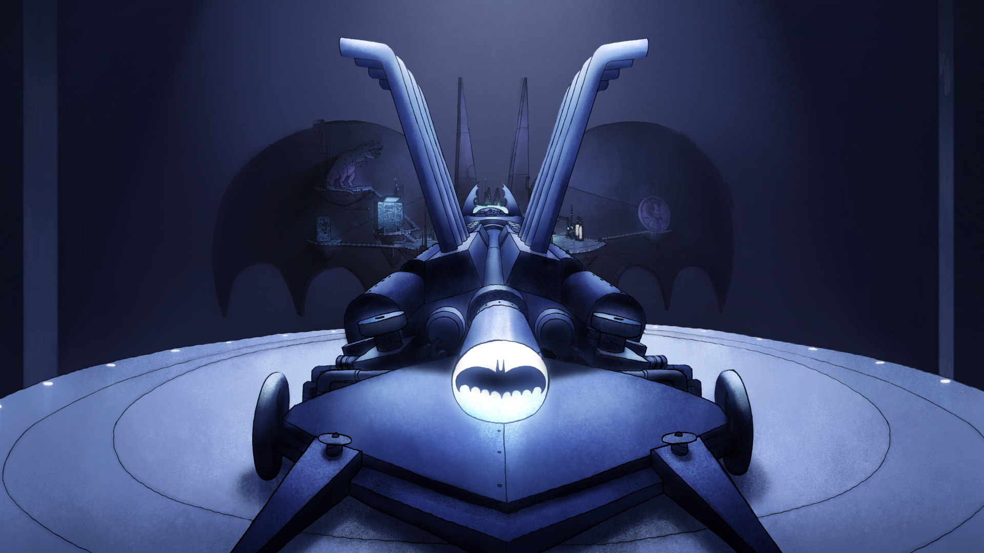 The Batmobile in Mike Roth's animated superhero comedy film, Merry Little Batman