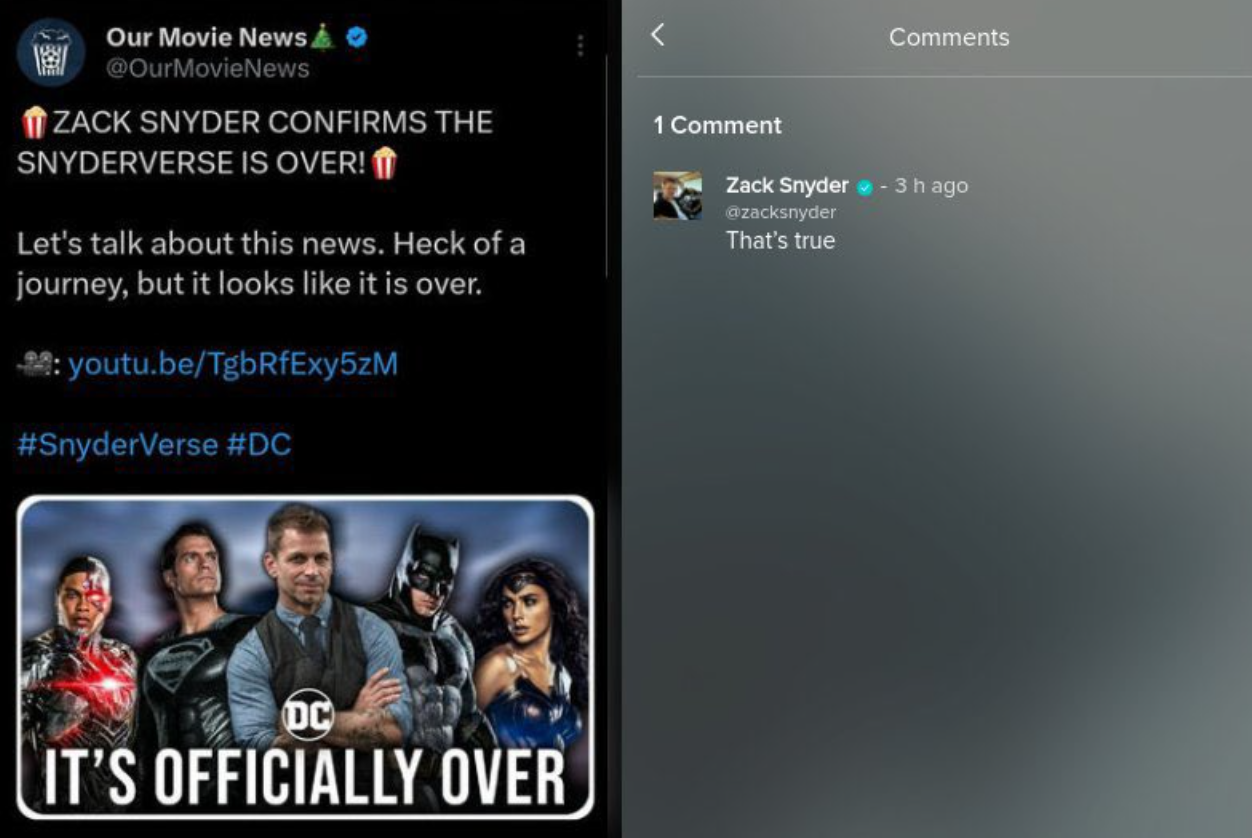 Zack Snyder confirmed the Snyderverse is dead