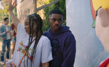 Andrea Ellsworth and Vince Staples in Vince Staples, Ian Edelman, and Maurice Williams' Netflix comedy drama television series, The Vince Staples Show