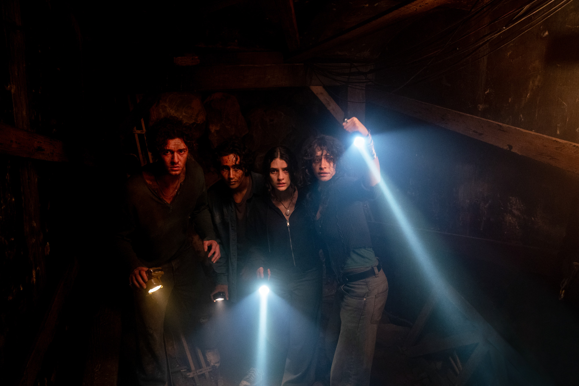Ella Rubin, Michael Cimino, Belmont Cameli, and Odessa A'zion in David F Sandberg, Gary Dauberman, and Blair Butler's psychological supernatural horror drama film adaptation, Until Dawn
