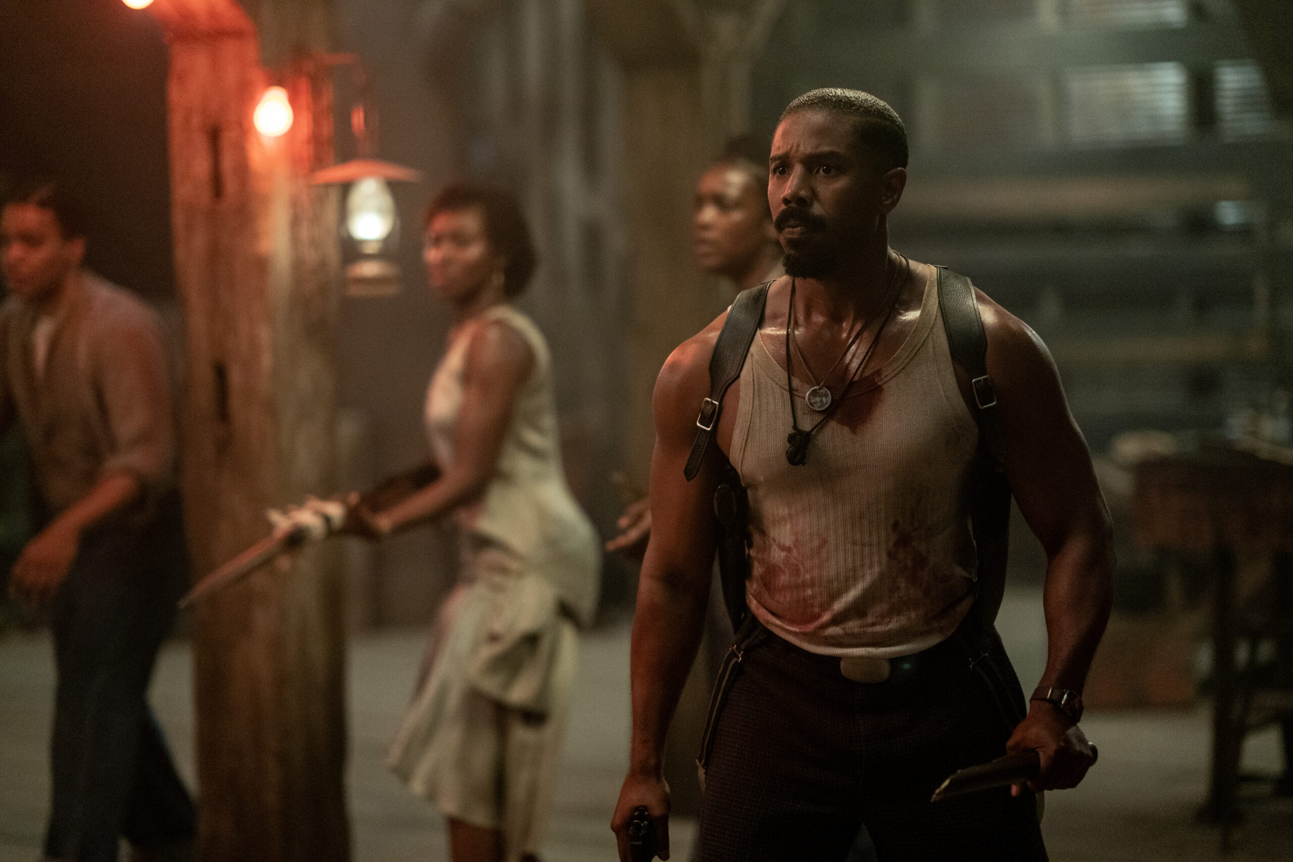 Jayme Lawson, Wunmi Mosaku, and Michael B. Jordan in Ryan Coogler's supernatural horror drama thriller film, Sinners