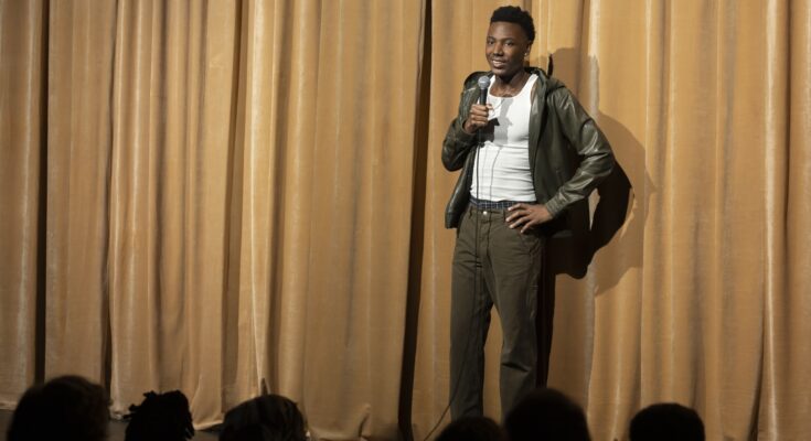 A still from Jerrod Carmichael's HBO stand up special, Don't Be Gay