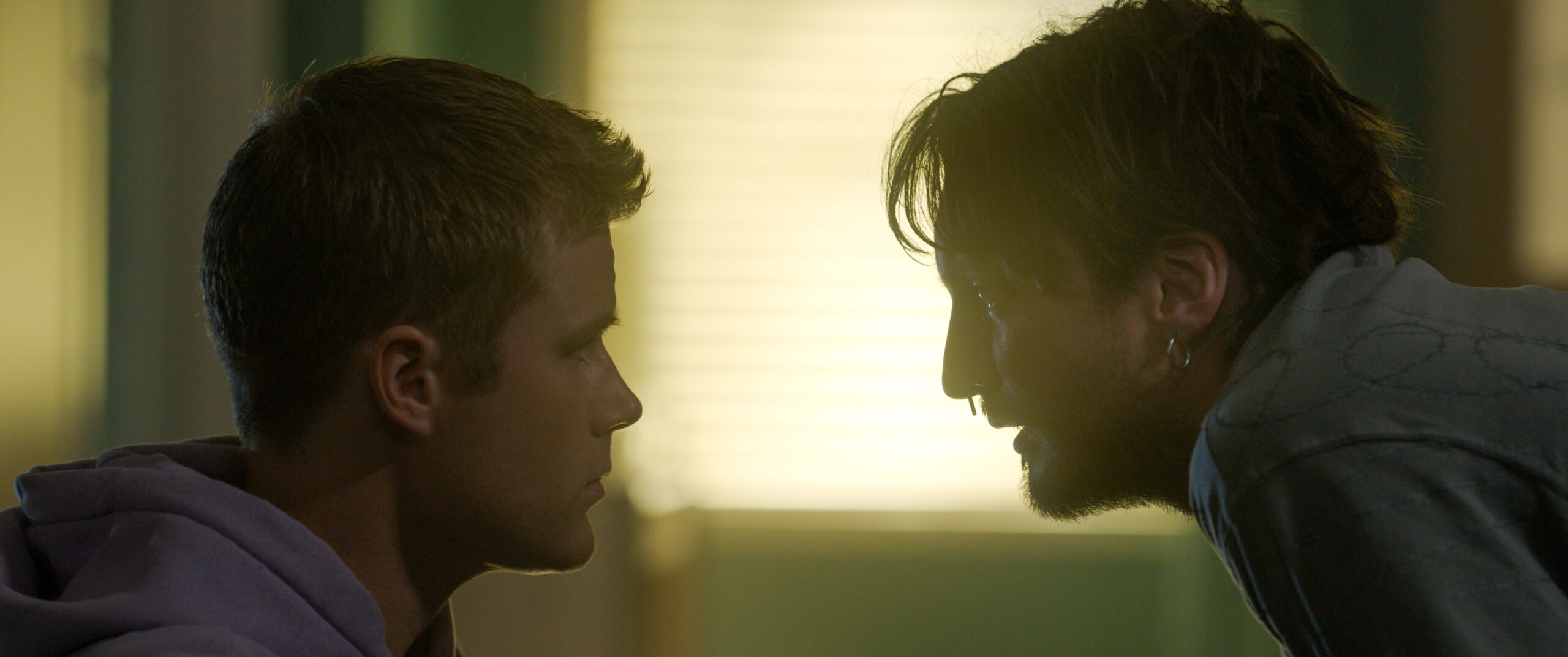 Owen Patrick Joyner and Richard Harmon in Adam Stein, Zach Lipovsky, Guy Busick, Lori Evans Taylor, and Jon Watts' supernatural horror comedy thriller film, Final Destination Bloodlines