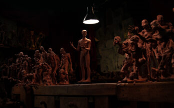 A still from Matteo Burani and Gianmarco Valentino's French Italian stop motion animated horror thriller Tribeca short film, Playing God