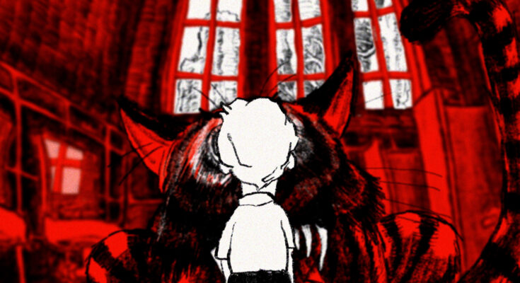 A still from Kate Siegel and Stephen King's animated horror Tribeca short film, Lily, based on a short story by Stephen King