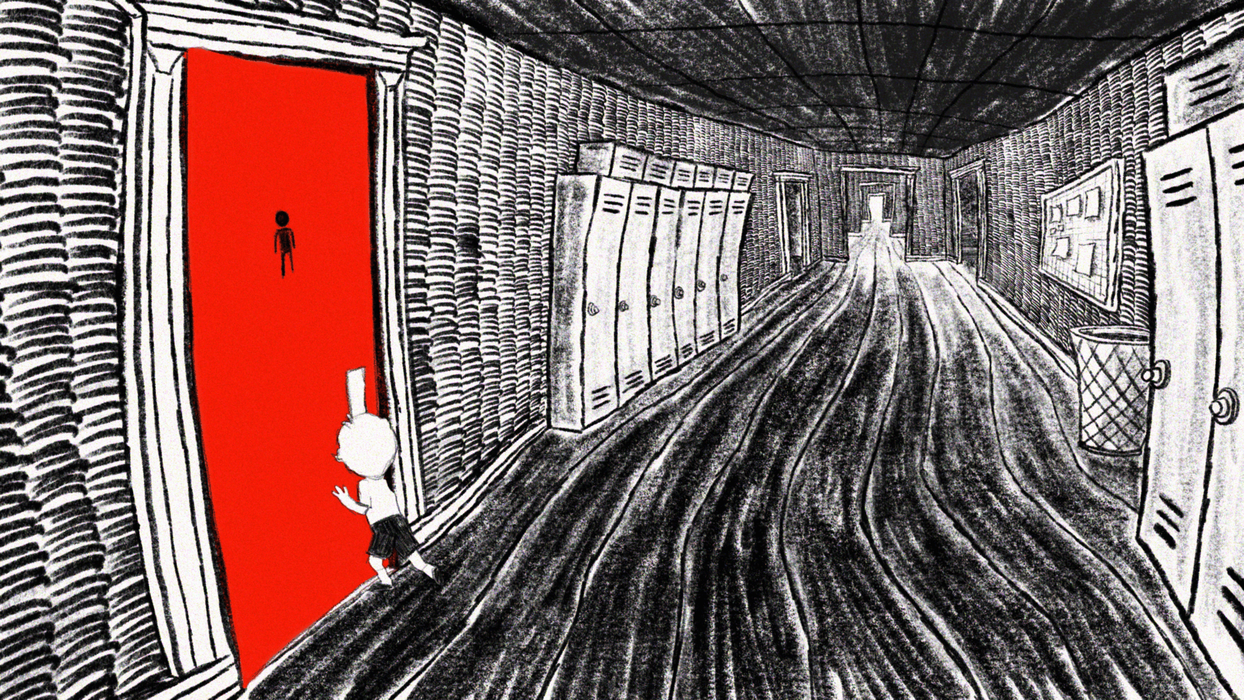 A still from Kate Siegel and Stephen King's animated horror Tribeca short film, Lily, based on a short story by Stephen King